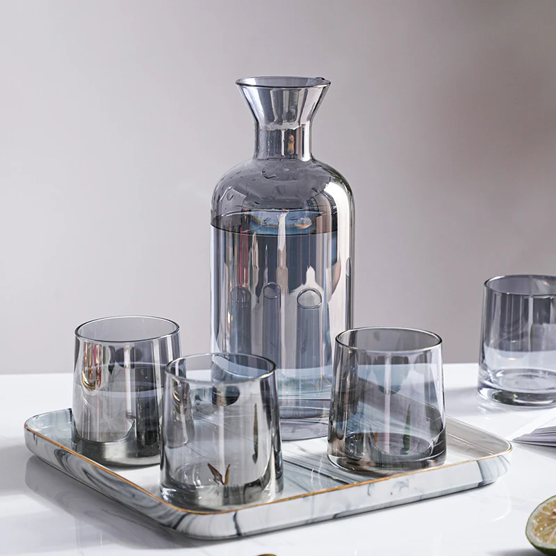 Glass Pitcher Set with Wooden Lid and Drinking Cups - Image 9