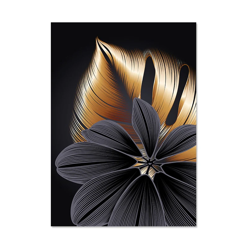 Golden Foliage Abstract Canvas - Image 5